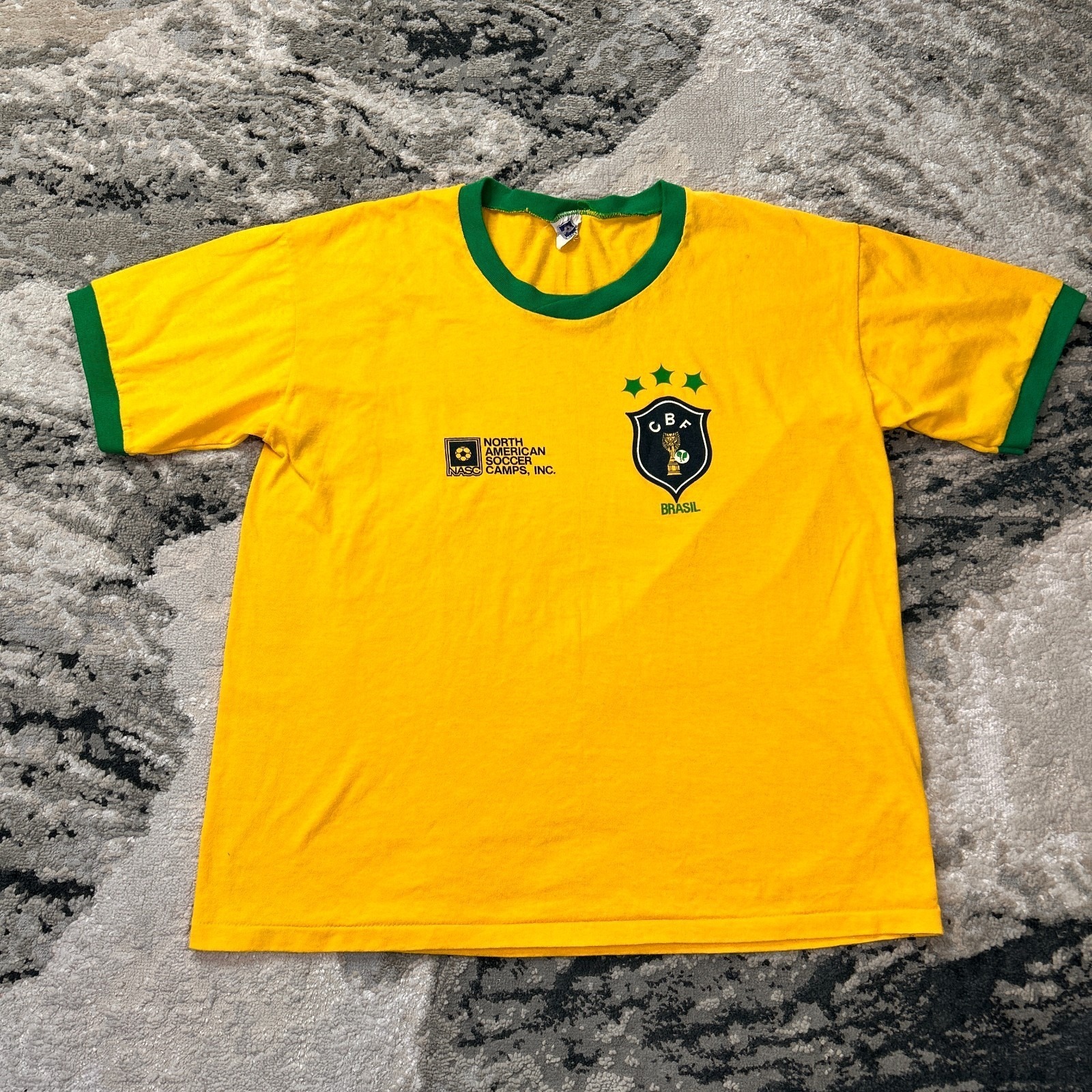 Vtg 1980s Brazil Jersey North American Soccer Camps Men Xl Extremely Rare Ringer Vtg 1980s Brazil Jersey North American Soccer Camps Men Xl Extremely Rare Ringer